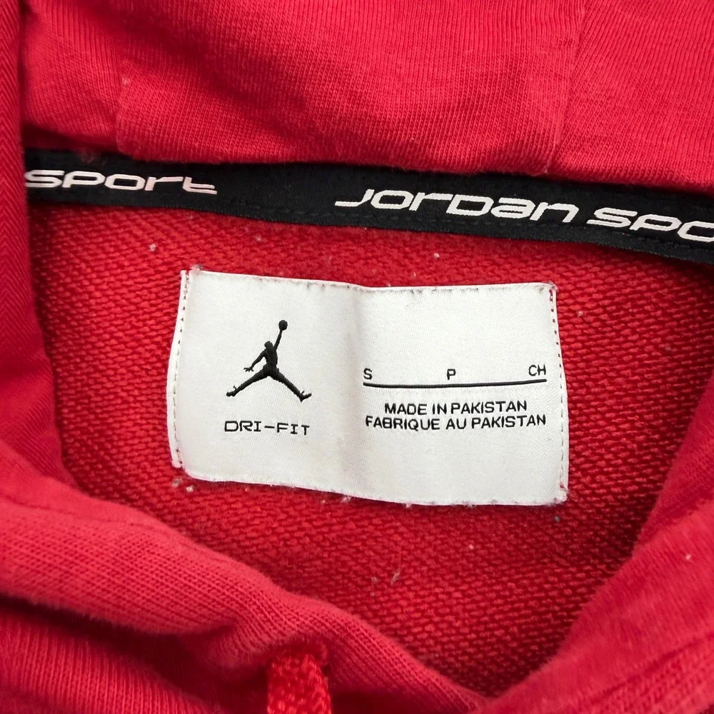 Jordan Sport Dri-FIT Mens Red Pullover Hoodie Jumpman Logo Sweatshirt Small
